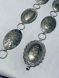 Vince Platero Vintage Native American Navajo Hand Tooled Sterling Silver Concho Belt-Nativo Arts