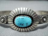 Signed Vintage Native American Navajo Sleeping Beauty Turquoise Sterling Silver Bracelet-Nativo Arts