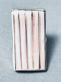 The Best Vintage Native American Navajo Pink Shell Inlay Sterling Silver Ring-Nativo Arts