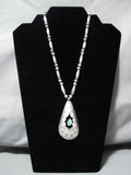 Incredible Vintage Native American Navajo Cortez Turquoise Sterling Silver Necklace Old-Nativo Arts