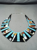 Native American Intricate Huge Detailed Santo Domingo Turquoise Sterling Silver Necklace-Nativo Arts