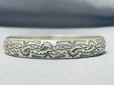 One Of A Kind Native American Navajo Sterling Silver Bangle Bracelet-Nativo Arts