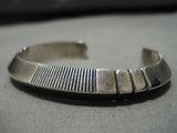 Hand Tooled Thicker Heavy Vintage Native American Navajo Sterling Silver Bracelet-Nativo Arts