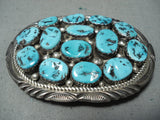 Mark Yazzie Native American Navajo Sleeping Beauty Turquoise Sterling Silver Buckle-Nativo Arts