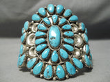 Tremendous Vintage Native American Navajo Teardrop Cluster Turquoise Sterling Silver Bracelet-Nativo Arts