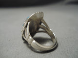 Important Vintage Zuni Native American Spider Turquoise Sterling Silver Ring Old-Nativo Arts