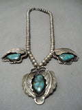 Exquisite Vintage Native American Navajo Sterling Silver Native Royston Turquoise Necklace Old-Nativo Arts