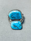Chunky Double Turquoise Vintage Native American Navajo Sterling Silver Ring Old-Nativo Arts