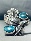 Phenomenal Native American Navajo Aqua Turquoise Sterling Silver Chief Ring-Nativo Arts