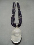 One Of The Best Vintage Native American Navajo Amethyst Sterling Silver Necklace Old-Nativo Arts