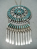 Important Vintage Native American Zuni Libert Peyketewa Turquoise Sterling Silver Necklace-Nativo Arts