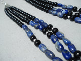 Tremendous Navajo Lapis Sterling Silver Necklace & Earring Set Native American-Nativo Arts