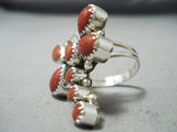 Exceptional Navajo Coral Sterling Silver Dragonfly Ring Native American-Nativo Arts