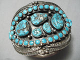 Best Vintage Native American Navajo Snake Eyes Turquoise Sterling Silver Leaf Bracelet Old-Nativo Arts