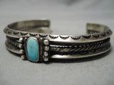 Thick And Very Old!! Vintage Native American Navajo Turquoise Sterling Silver Bracelet Old-Nativo Arts