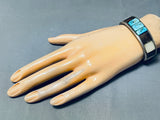 Important Jack Adakai Vintage Native American Navajo Inlay Sterling Silver Bracelet-Nativo Arts