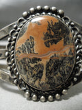 Early 1900's Vintage Native American Navajo Petrified Wood Sterling Silver Bracelet Old-Nativo Arts