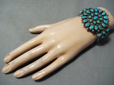 Museum Vintage Native American Navajo Morenci Turquoise Cluster Sterling Silver Bracelet-Nativo Arts