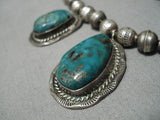 Vintage Native American Navajo Choker Pilot Mountain Turquoise Sterling Silver Necklace-Nativo Arts