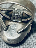 Important Vintage Native American Navajo Old Kingman Turquoise Sterling Silver Ring-Nativo Arts