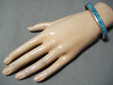 Gorgeous Zuni Kingman Turquoise Sterling Silver Bracelet Native American-Nativo Arts