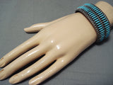 Intricate Vintage Native American Navajo Needle Turquoise Sterling Silver Bracelet-Nativo Arts