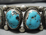 Magnificent Vintage Native American Navajo Morenci Turquoise Sterling Silver Bracelet Old-Nativo Arts