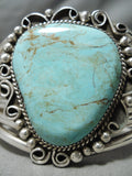 Breathtaking Vintage Native American Navajo #8 Turquoise Mine Sterling Silver Bracelet Old-Nativo Arts