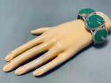 Huge Vintage Native American Navajo Green Turquoise Sterling Silver Bracelet-Nativo Arts
