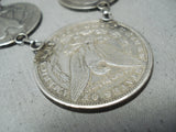 Immense Navajo Native American Sterling Silver Coin Necklace-Nativo Arts