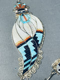 One Of Most Intricate Ever Vintage Native American Zuni Turquoise Inlay Sterling Silver Necklace-Nativo Arts