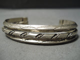 Detailed Vintage Native American Navajo Coiled Sterling Silver Bracelet Old-Nativo Arts
