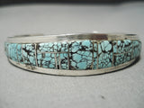 Thick Heavy!! Vintage Native American Navajo #8 Turquoise Sterling Silver Bracelet Old-Nativo Arts