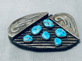 One Of The Most Unique Ever Vintage Native American Navajo Turquoise Sterling Silver Buckle-Nativo Arts