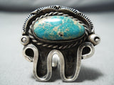 Rare Vintage Navajo Native American Royston Turquoise Sterling Silver Ring Old-Nativo Arts