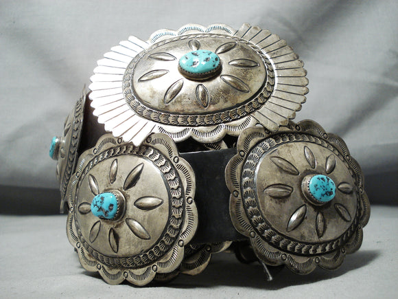Important Guild Artist Vintage Native American Navajo Turquoise Sterling Silver Concho Belt-Nativo Arts