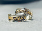 Intricate Vintage Native American Navajo Gold Sterling Silver Earrings-Nativo Arts