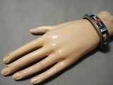 Thick And Heavy Vintage Native American Navajo Turquoise Sugulite Lapis Sterling Silver Bracelet-Nativo Arts