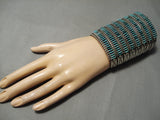 Biggest Best Vintage Native American Zuni Needlepoint Turquoise Sterling Silver Bracelet-Nativo Arts