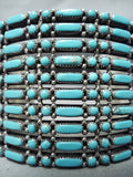 One Of The Most Intricate Native American Zuni Turquoise Sterling Silver Bracelet-Nativo Arts