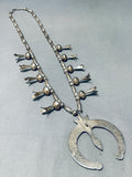 Early Vintage Native American Navajo Sterling Silver Squash Blossom Necklace-Nativo Arts