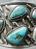 Museum Vintage Native American Navajo Sterling Silver Slag Turquoise Bracelet Old-Nativo Arts