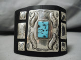 Astonishing Vintage Native American Navajo Repoussed Turquoise Sterling Silver Kwtoh Bracelet-Nativo Arts