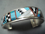 Rare Graduating Vintage Native American Navajo Turquoise Sterling Silver Bracelet Cuff-Nativo Arts