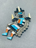 Gary Vacit Vintage Native American Zuni Turquoise Sterling Silver Rainbow Man Pin/pendant-Nativo Arts