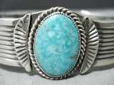 Spectacular Vintage Native American Navajo Old Kingman Turquoise Sterling Silver Bracelet-Nativo Arts