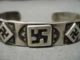 Thick And Sturdy!! Vintage Native American Navajo Whilring Logs Sterling Silver Ingot Bracelet-Nativo Arts