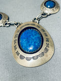 Signed Goodluck Family Vintage Native American Navajo Lapis Sterling Silver Necklace-Nativo Arts