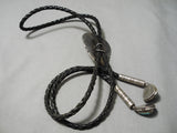 Important Vintage Native American Navajo Delbert Vandever Turquoise Sterling Silver Bolo Tie-Nativo Arts