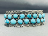 Stunning Vintage Native American Navajo 28 Blue Gem Turquoise Sterling Silver Bracelet-Nativo Arts